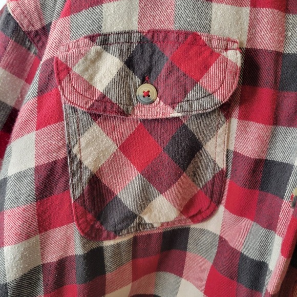 Wrangler Red Black White Plaid Flannel Quilted Lined Hooded Shirt Jacket Men 3XL - Picture 10 of 16